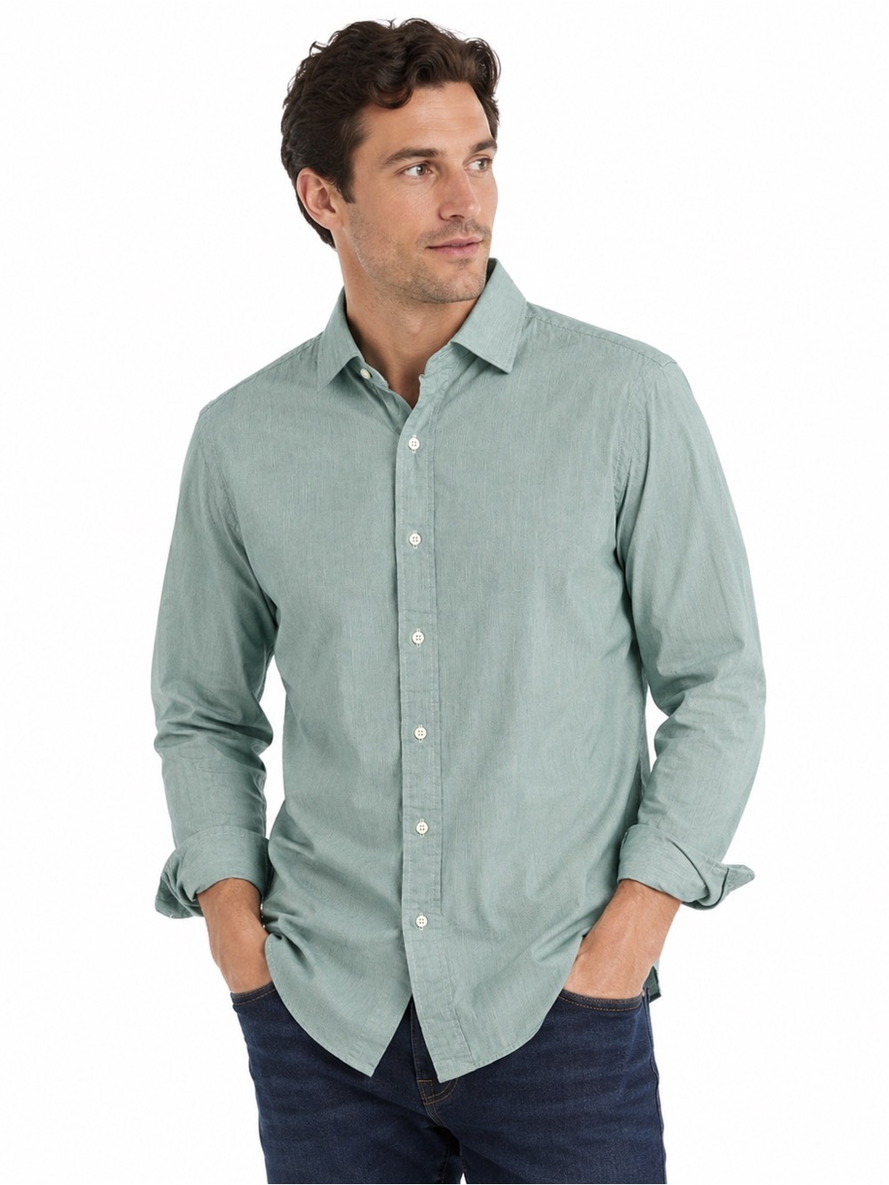 Y2K Polo Ralph Lauren Regent Custom Fit Green Stripe Button Shirt Men’s S
